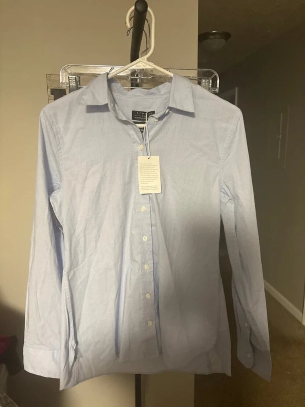 NWT J. Crew Size 8 Light Blue Wren Slim Dress Shirt in Stretch Cotton Poplin NEW - Picture 8 of 8